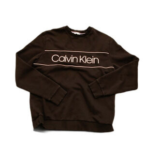 Calvin Klein Black Logo Crewneck Sweatshirt Soft Touch Fleece Size Large